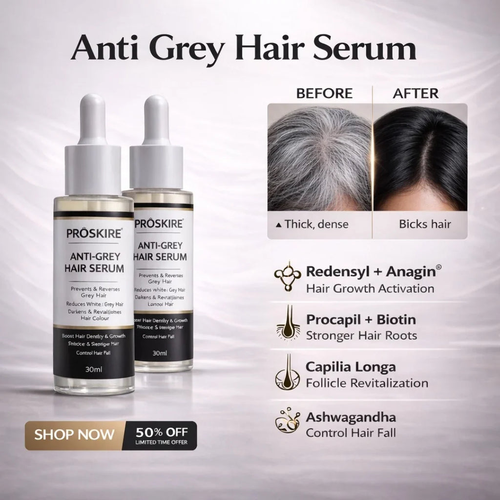 Proskire Anti-Grey Hair Serum - Controls Hair Fall
