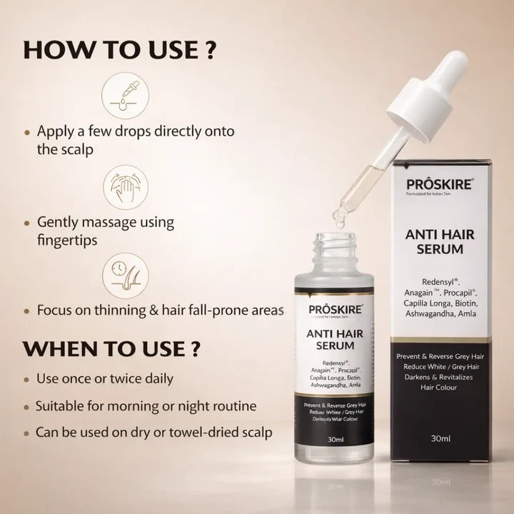 Proskire Anti-Grey Hair Serum - Controls Hair Fall